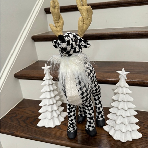 34TH & PINE BLK/WHITE HOUNDSTOOTH CHRISTMAS REINDEER NEW - Picture 9 of 10